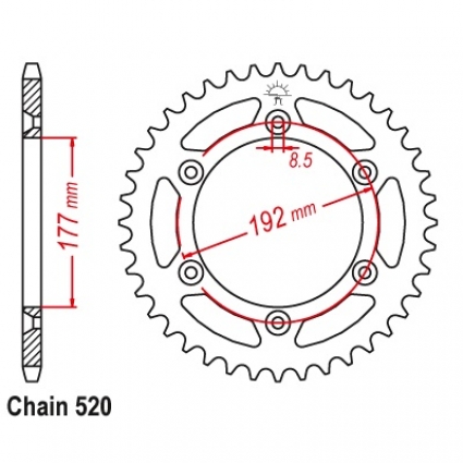 Husqvarna 66-88 Bakdrev C45 stål 53 K      14-223C-53