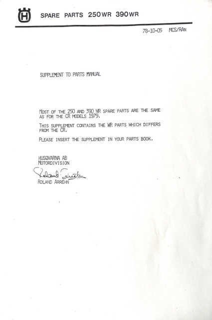 Husqvarna Supplement 1979 250WR-390WR  781005