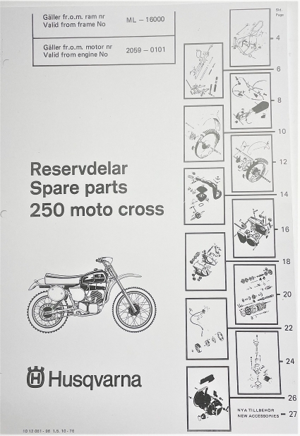 Spare Parts for 250 CR. 1977  ML16000-  1012061-96